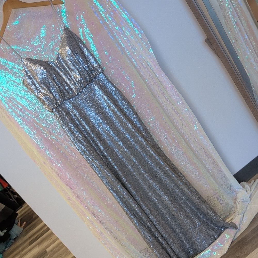 Bari Jay Silver Sequin Dress